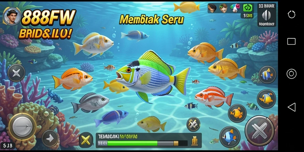 Tampilan gameplay seru dalam 888FW saat menembak ikan.