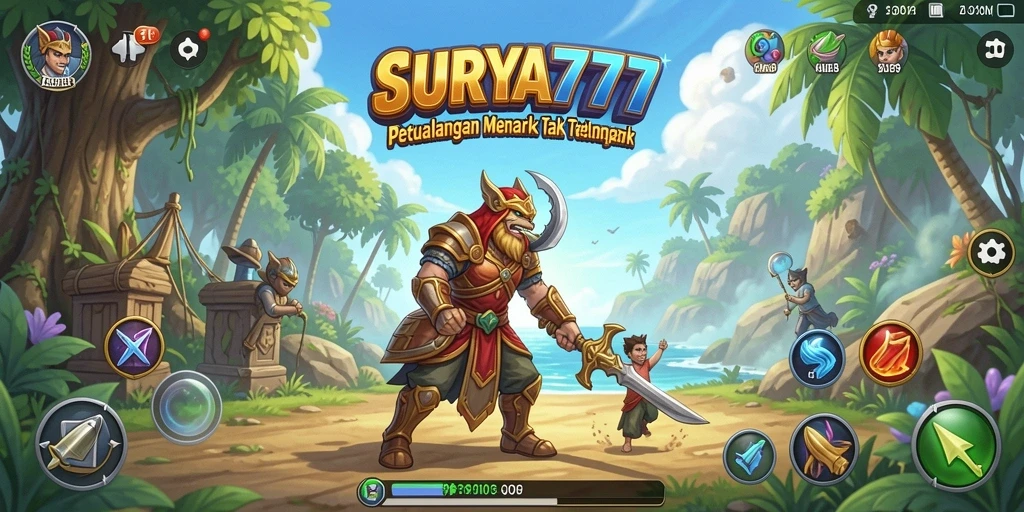 Screenshot gameplay SURYA777 yang menampilkan petualangan menegangkan di dunia terbuka.